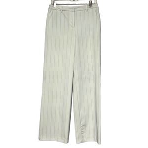 Merona Dress Pants Woman's Size 4 Mint Green Striped Wide Leg Pockets Career